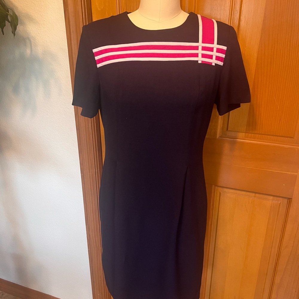 VTG Betsy’s Things 90’s 80’s Nautical Tailored Navy Blue Pink Dress Sz 8